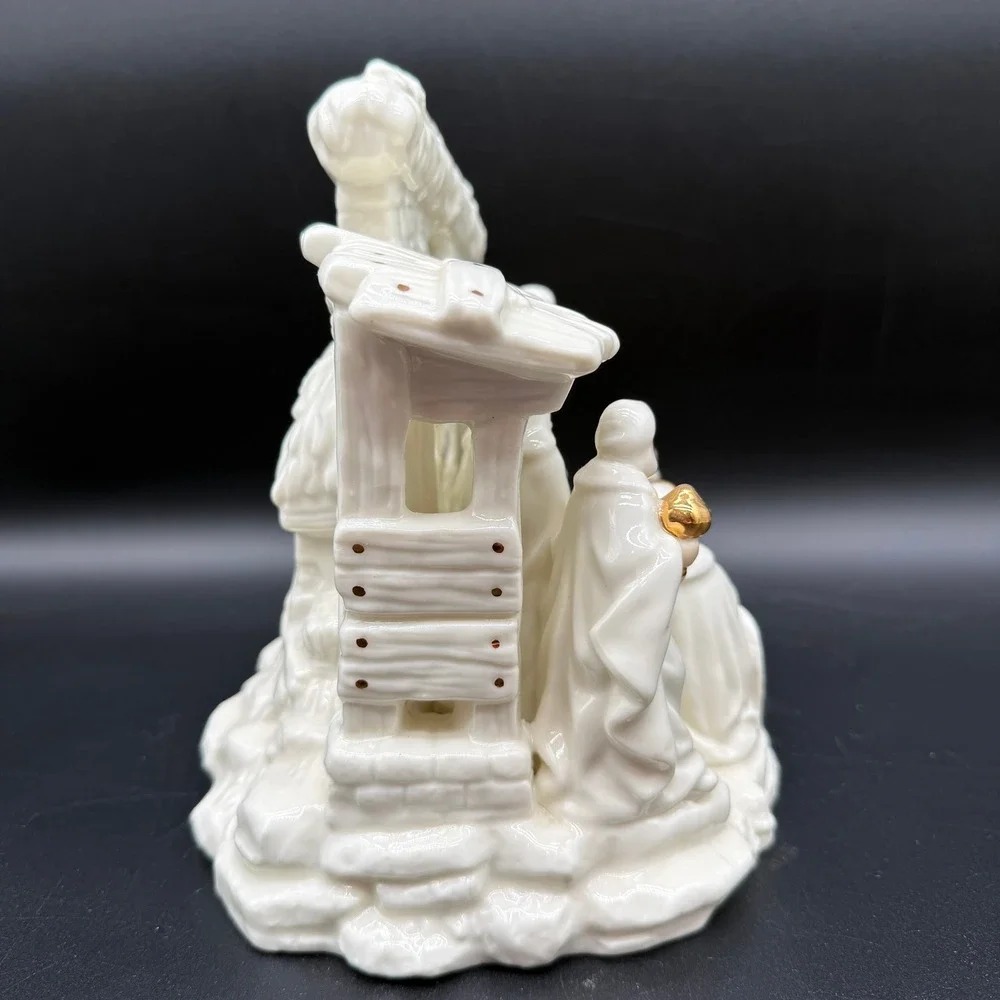 Vintage Porcelain Nativity Scene Gold Trim Christmas Religious‎ Decoration Large